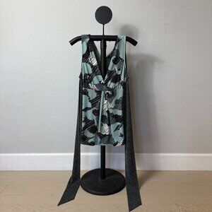 BCBGMaxAzria Grey, White and Blue Dressy Tank Top